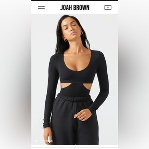 Joah brown ribbed long sleeve top cut out NWT